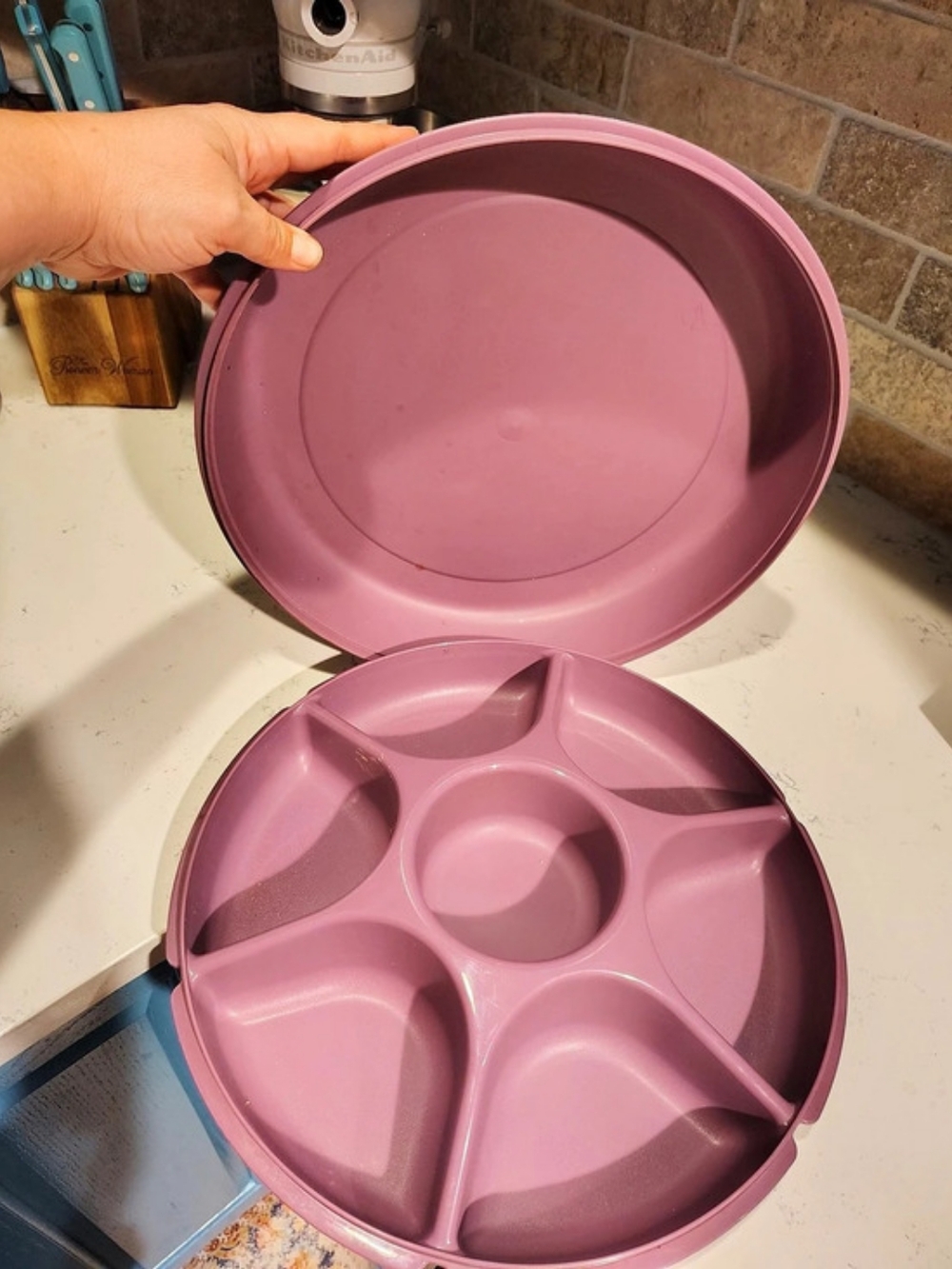 Vintage Tupperware Serving Center Set Divided Tray Pink